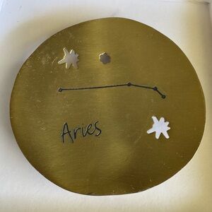 Anthropologie Aries Brass Trinket Tray Round 4” Zodiac Boho